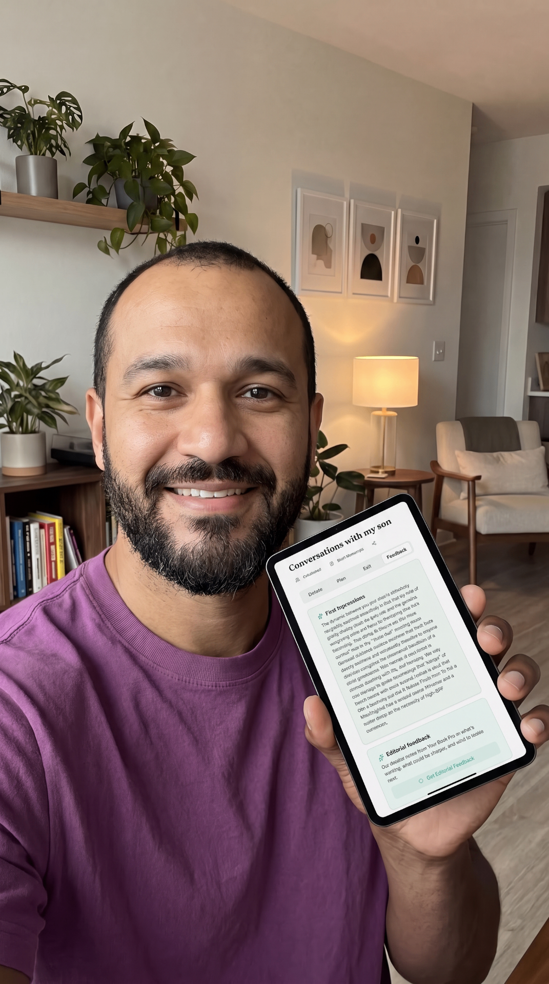 An author reading their editorial feedback on a tablet