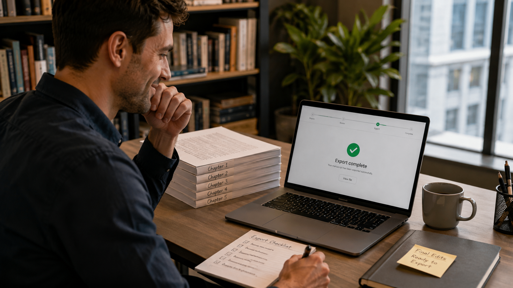 Author completing the export of an updated writing project back to Scrivener.