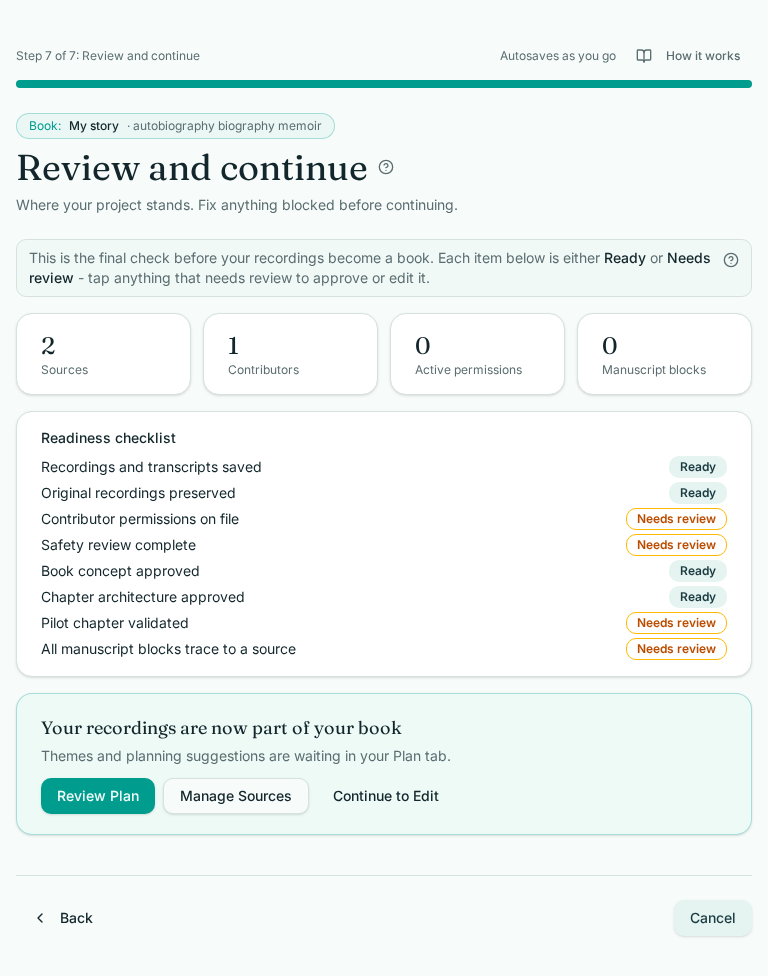 Your recordings are ready - step 7 of 7 in the Your Book Pro audio wizard