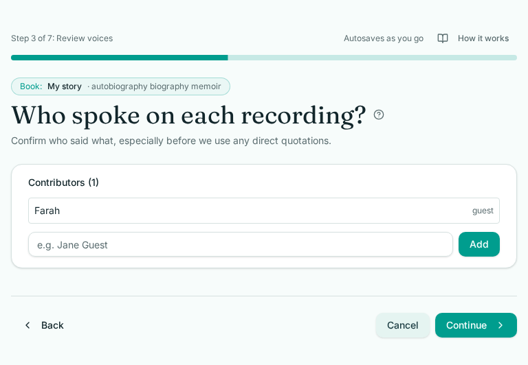Review voices - step 3 of 7 in the Your Book Pro audio wizard