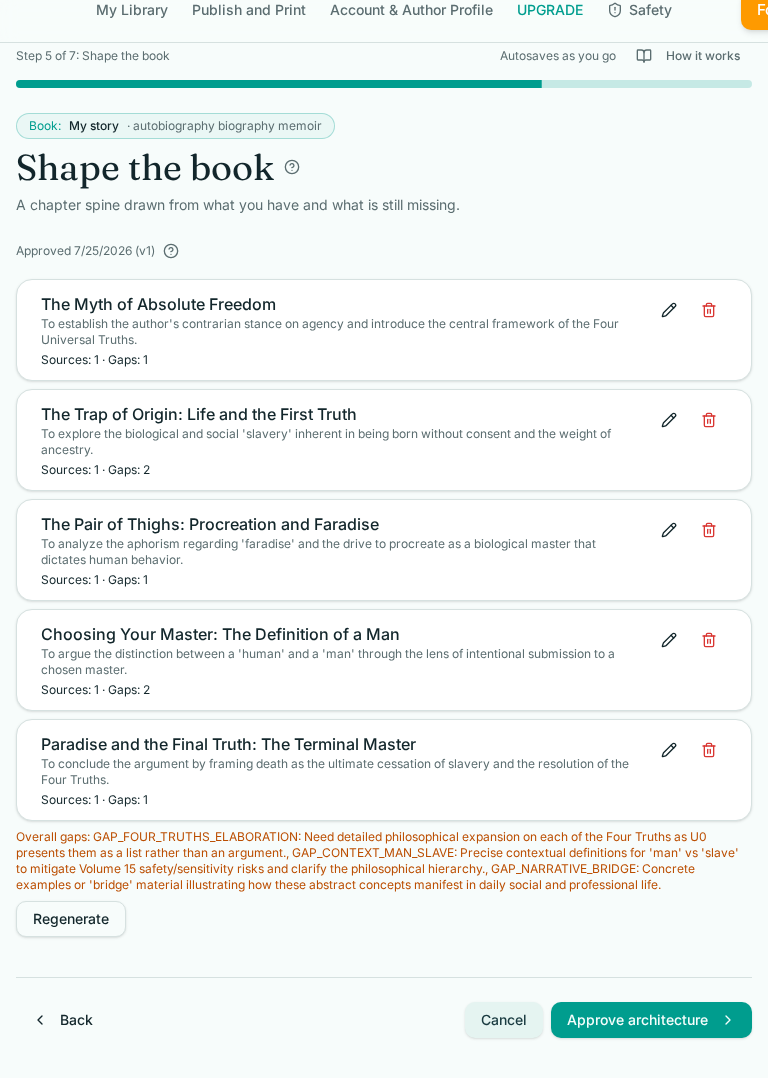 Shape the book - step 5 of 7 in the Your Book Pro audio wizard